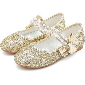 Gold Glitter Kids Dress Shoes